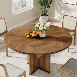 39" Round diner Table for 4 – Rustic Wooden Meeting Table with Sturdy Base