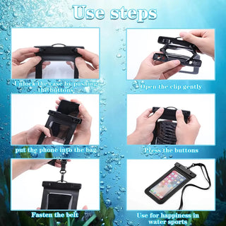 Universal Waterproof Floating Phone Pouch, Clear Touchscreen Smartphone Bag with Neck Lanyard for Swimming, Beach, Pool, Boating, Kayaking, Travel, and Summer Water Activities