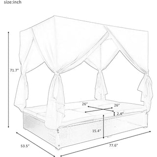 4-Piece Outdoor Patio Furniture Set, All Weather Rattan Wicker Sectional Sofa Loveseat