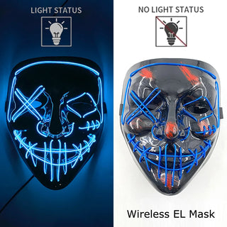 Wireless Neon LED Purge Mask – Glow-in-the-Dark Cosplay Horror Mask