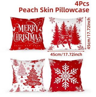 4pcs Christmas Cushion Covers – Merry Christmas Linen Pillowcases