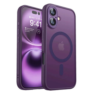 Magnetic Luxury Armor Shockproof iPhone Case, Matte Translucent MagSafe-Style Bumper Cover with Lens