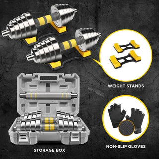 44/66 LBS weights set, Dumbbell Barbell 3 in 1, Steel Dumbbells with Connecting Rod