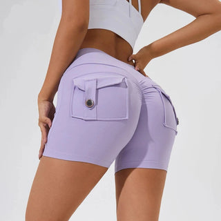 CEODOGG Nylon Women Scrunch Button Booty Shorts