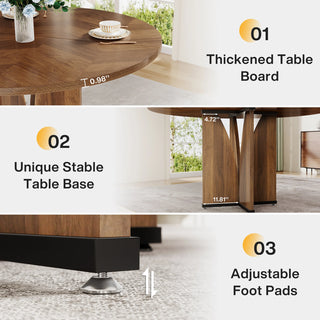 39" Round diner Table for 4 – Rustic Wooden Meeting Table with Sturdy Base