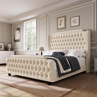 Majestease Velvet Wingback Bed