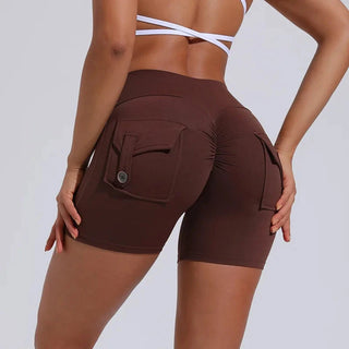 CEODOGG Nylon Women Scrunch Button Booty Shorts