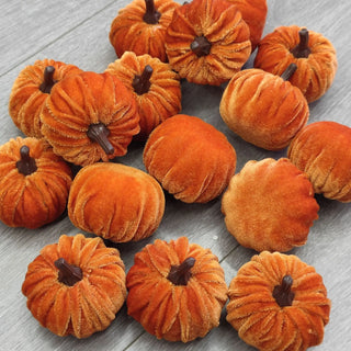 Velvet Artificial Pumpkin Decor – 10pcs Set