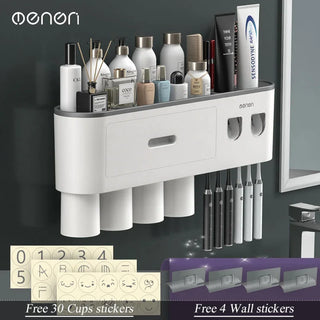 MENGNI Magnetic Adsorption Inverted Toothbrush Holder – Smart Storage & Automatic Squeezer