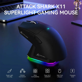 ATTACK SHARK X11 Lightweight Wireless Gaming Mouse with Charging Dock