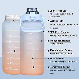 2L Large Capacity Plastic Water Bottle Time Scale Label