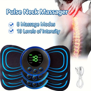 EMS Neck & Body Massager 8 Modes 19 Levels Portable Electric Muscle Stimulator Rechargeable Pain Relief Device