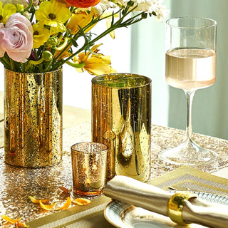 Floriddle Mercury Glass Gold Cylinder Vases