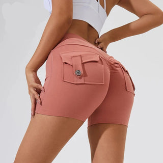 CEODOGG Nylon Women Scrunch Button Booty Shorts