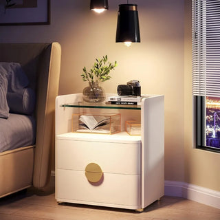 VistaGlass Modern Nightstands – Set of 2