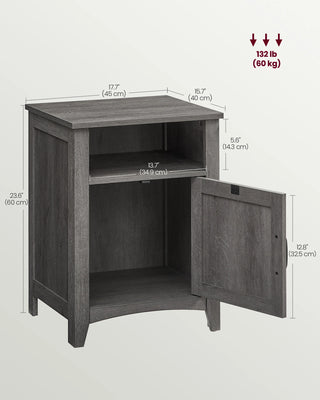 VASAGLE Farmhouse Nightstand with Barn Door – Set of 2
