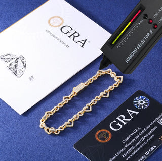 Exquisite 8mm Full Iced-Out Moissanite Infinity Heart Bracelet