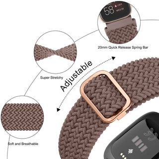 Elastic Braided Loop Band for Fitbit Versa 1/2/Lite – Adjustable Replacement Strap