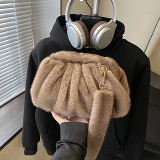 Wrinkled Cloud Shoulder Bag - Luxe Winter Fluff Meets Everyday Function