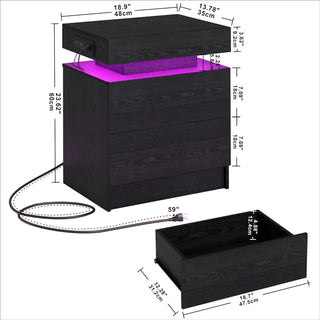 Touch of Modern Nightstand with LED Light and 2 Drawers