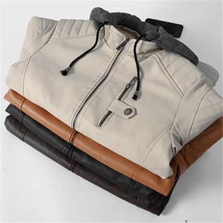 Men’s Fashion Leather Jacket – Winter Motorcycle PU Coat with Fleece Liner