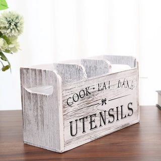 The Hearthside Organizer - Rustic Wooden Cutlery & Utensil Caddy