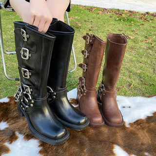 Full Grain Knee-High Buckle Boots