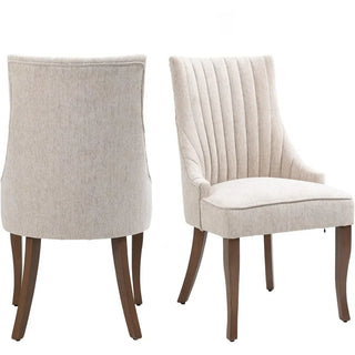 Linen Dining Chairs Set of 4/6 – Channel Tufted Upholstered Accent Chairs