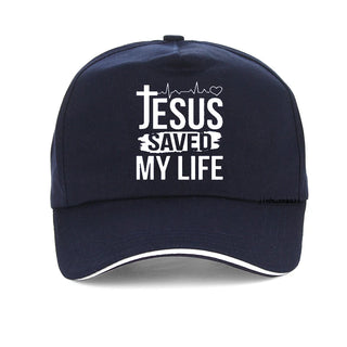 Printed "Jesus Saved My Life" baseball cap