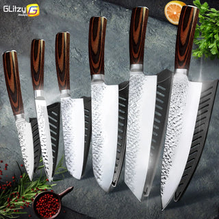 Japanese Style Chef Knife Set 7CR17 High Carbon Steel, Full Tang