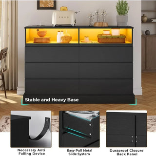 LuminEdge 6-Drawer LED Dresser