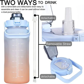 2L Large Capacity Plastic Water Bottle Time Scale Label