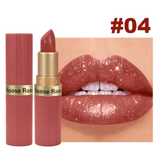 Pearlescent Pink Glitter Velvet Lipstick, Metallic Matte Shimmer Diamond Lip Color, Waterproof-Style Long-Lasting Women’s Makeup Cosmetic