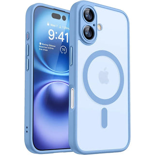 Magnetic Matte Translucent Armor iPhone Case, Shockproof MagSafe-Compatible Wireless Charging Cover for iPhone 17 16 15 14 13 12 11 Series
