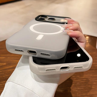 Luxury 2-in-1 Magnetic Shockproof iPhone Case, Soft TPU Silicone MagSafe-Compatible Wireless Charging Cover for iPhone 17 16 15 14 13 12 11 Series