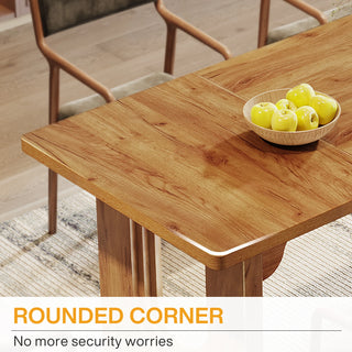 Modern Dining Table for 6–8 People – 71" Large Rectangle Kitchen Table with Wood Pedestal Base