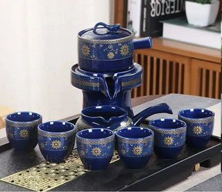 The Kung Fu Teapot Collection 8-Piece Semi-Automatic Chinese Ceramic Purple Clay Tea Set