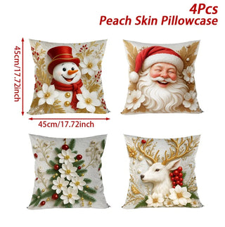 4pcs Christmas Cushion Covers – Merry Christmas Linen Pillowcases