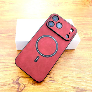 Luxury Faux Leather Magnetic iPhone Case, Full Coverage Shockproof PU Leather