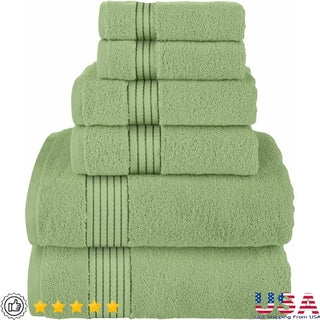 Luxury Sage Green 6-Piece Turkish Cotton Towel Set – Ultra Soft, Plush & Quick-Dry | 680 GSM | Oeko-Tex Certified