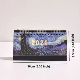 2025 Vintage Painting Coil Desk Calendar With Memo Notes