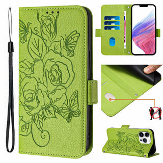 Floral Leather Wallet Case for iPhone – Flip Cover with Card Slots, Stand & Magnetic Closure