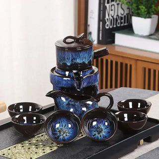 The Kung Fu Teapot Collection 8-Piece Semi-Automatic Chinese Ceramic Purple Clay Tea Set