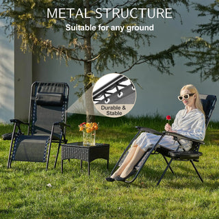 Set of 2 Zero Gravity Reclining Chairs – Portable Outdoor Lounge Chairs with Cup Holder Tray, Adjustable Headrest, Foldable Patio & Camping Recliners