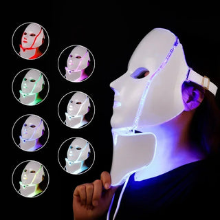 Foreverlily 7 Color Light LED Facial Skin Care Mask With Neck Skin Rejuvenation