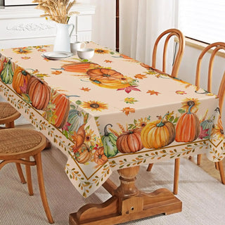 Fall Thanksgiving Tablecloths – Autumn Pumpkin & Maple Leaf Design