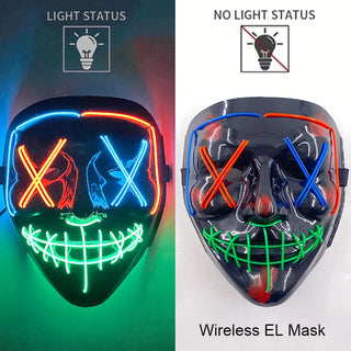 Wireless Neon LED Purge Mask – Glow-in-the-Dark Cosplay Horror Mask