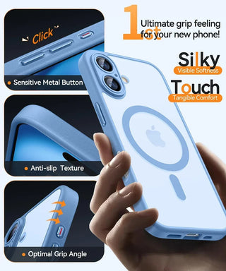 Magnetic Matte Translucent Armor iPhone Case, Shockproof MagSafe-Compatible Wireless Charging Cover for iPhone 17 16 15 14 13 12 11 Series