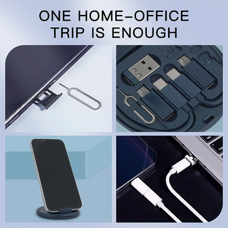 6-in-1 Multi USB Type-C Adapter Kit – 65W Fast Charging & Data Transfer Cable Set with Phone Stand and SIM Storage