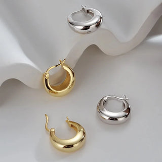 Smooth Arc-shaped Water Drop Chunky Hoop Earrings